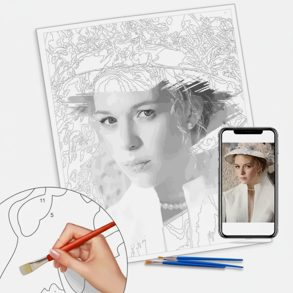 Custom Paint by Numbers Kit Personalized Photo Canvas Art with Frame