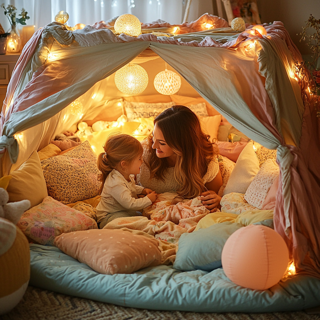 Love And Laughter: Building A Blanket Fort Painting By Diamonds Kit