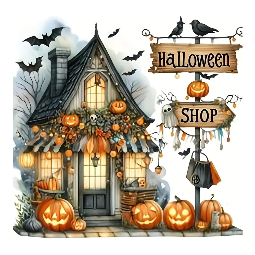 Halloween Pumpkin Bat Shop Paint by Diamonds Kit
