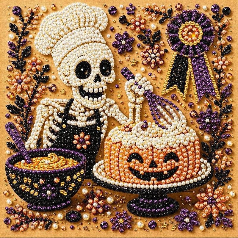 DIY Halloween Paint By Diamond Craft Kit With Artboard And Tools