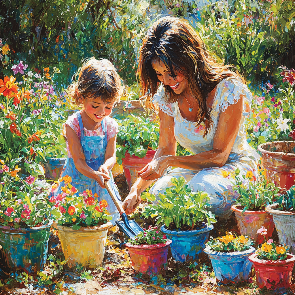 Hearts In Bloom: Creating A Mother-Child Garden Together Paint By Color