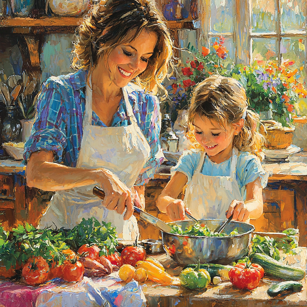 Culinary Adventure: A Mother And Child Cooking Class Diamonded Painting Kits