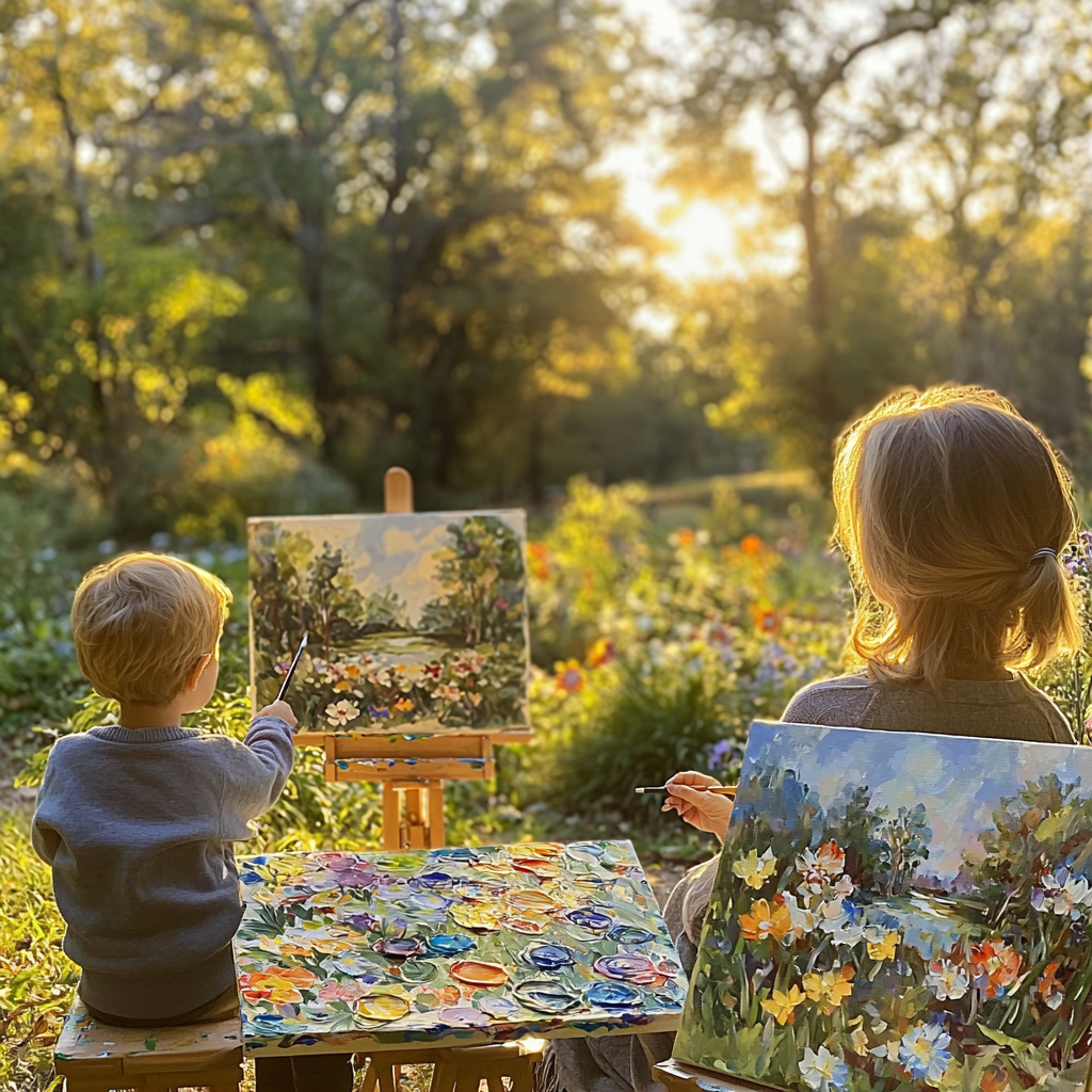 Canvas Of Love: An Outdoor Painting Session Paint By Diamond