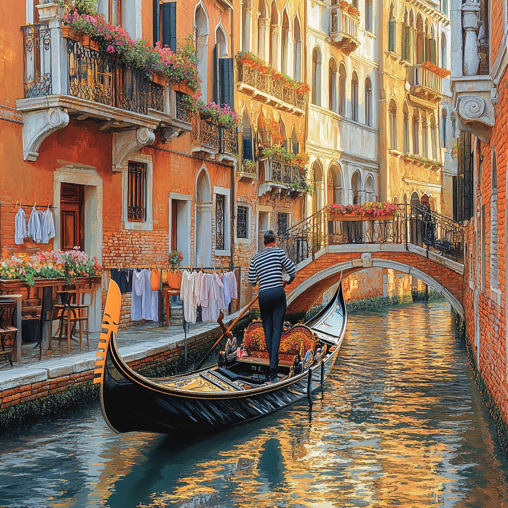 Venice Gondola Canal Paint by diamonds art