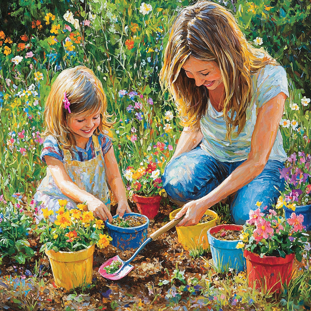 In Bloom: A Day Of Planting Flowers Together Paint By Diamond