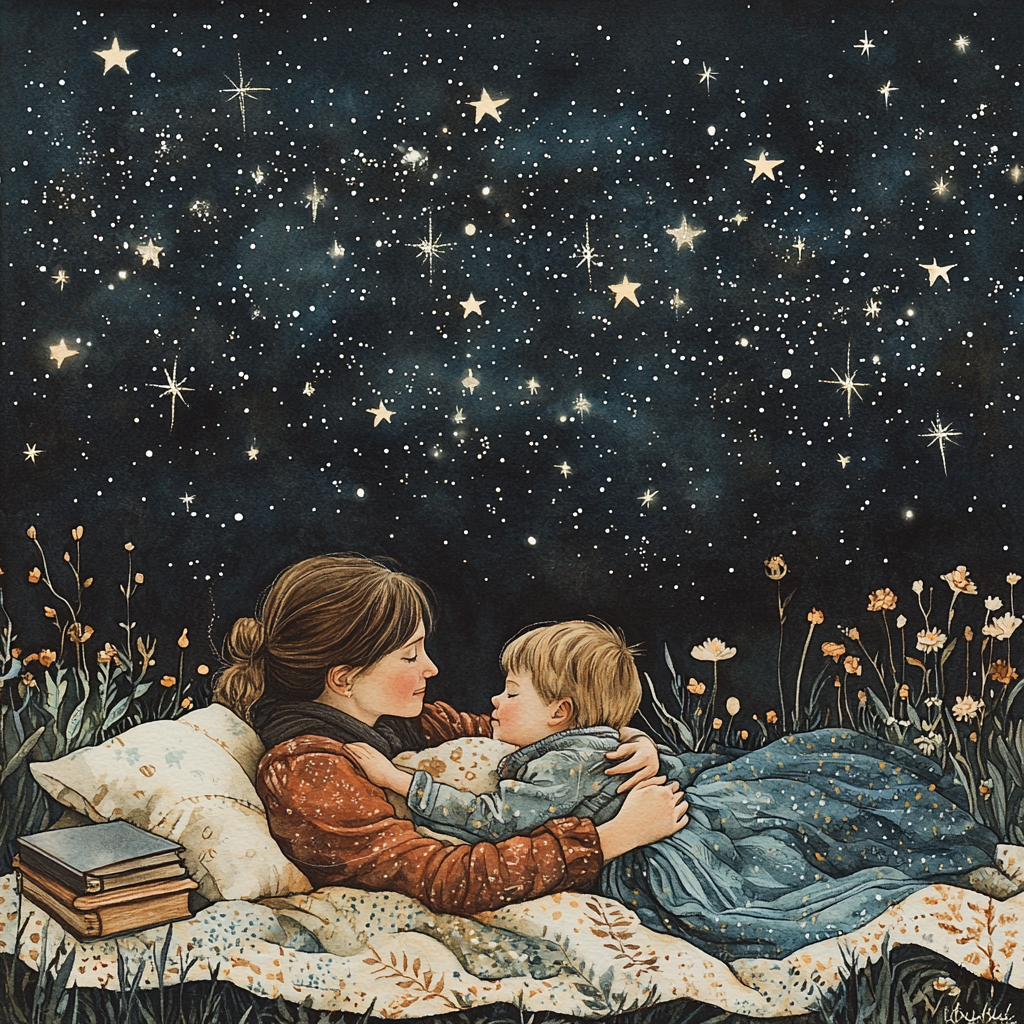 Celestial Dreams: Stargazing Night With Mom Paint By Diamond
