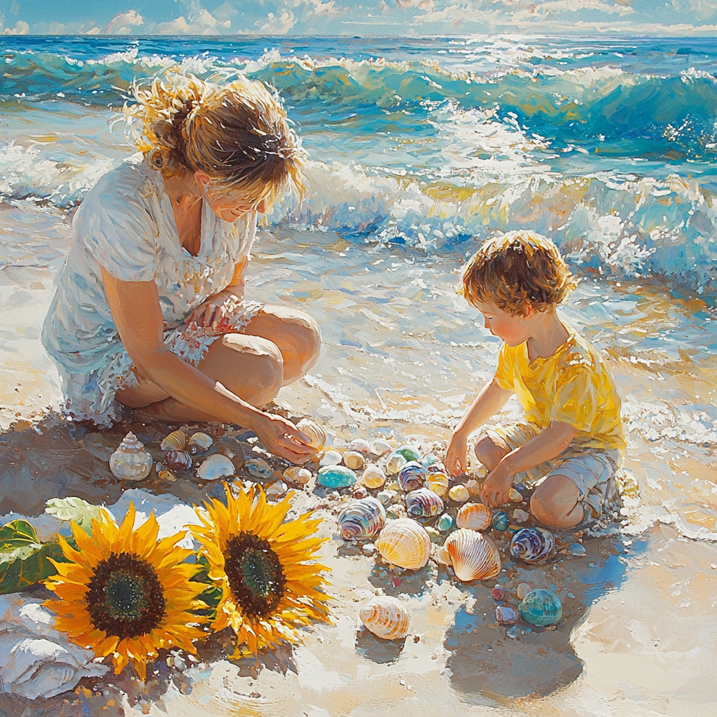 Ocean Explorers: A Day Of Shell Collecting Diamonded Painting Kits