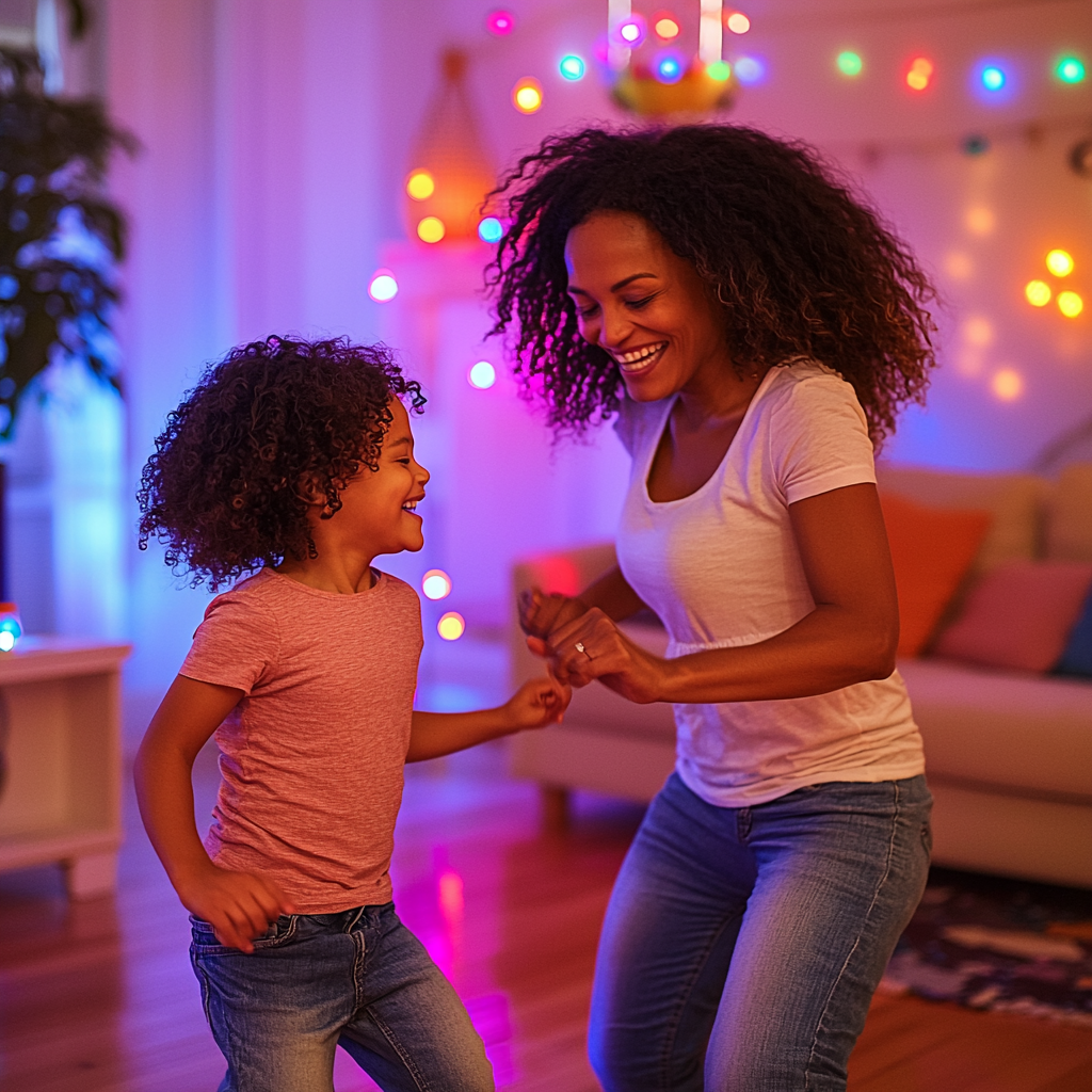 Dancing Shadows: A Mother-Child Dance Party Diamonded Painting Kits