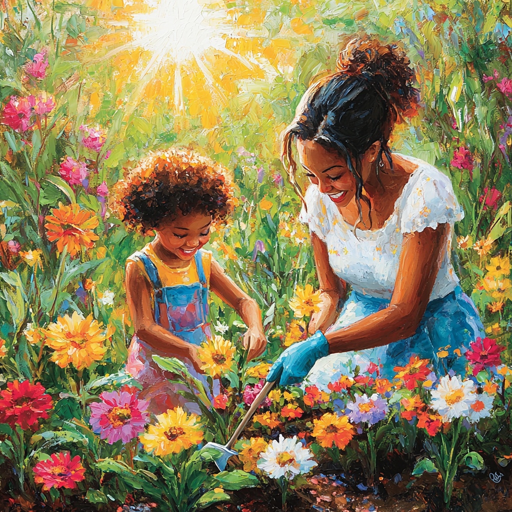 Sweet Serenity: A Mother-Child Gardening Experience Diamonded Painting Kits