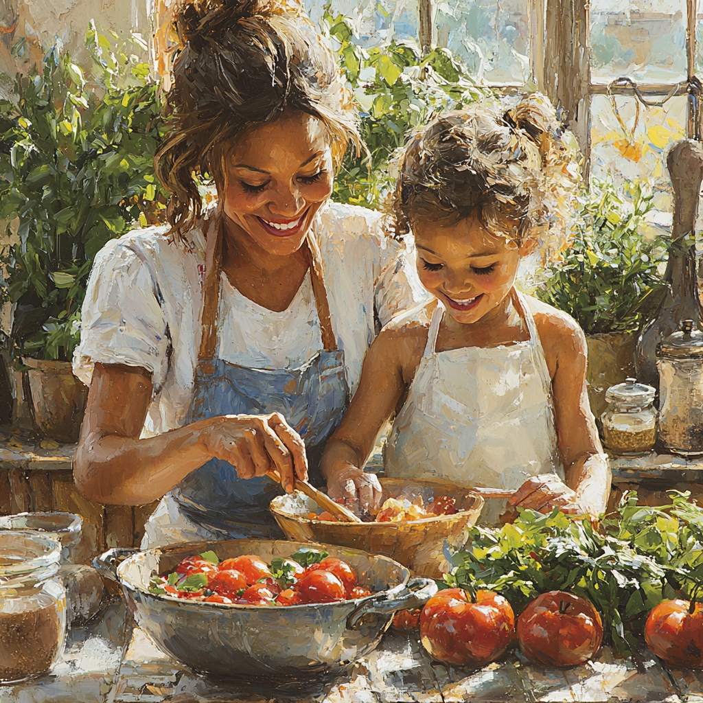 Mommy's Little Chef: A Mother-Child Cooking Session Diamonded Painting Kits