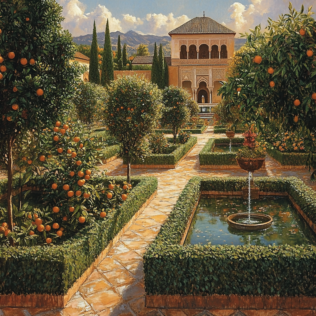 Historic Alhambra Palace Gardens DIY paint by diamonds