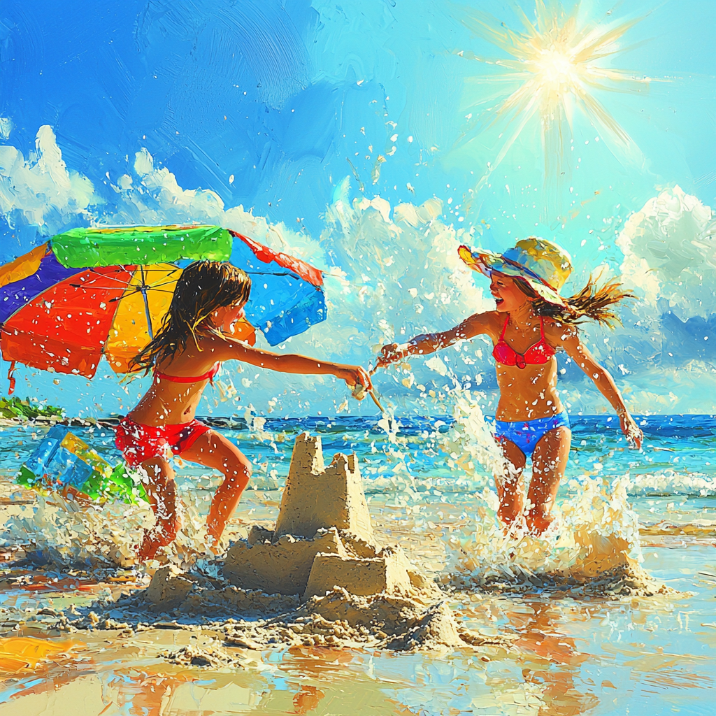 Footprints Of Joy: A Day At The Beach Paint By Color