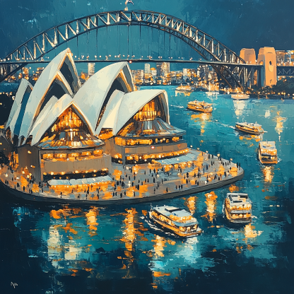 Operatic Shell Sydney Opera House View DIY paint by diamonds