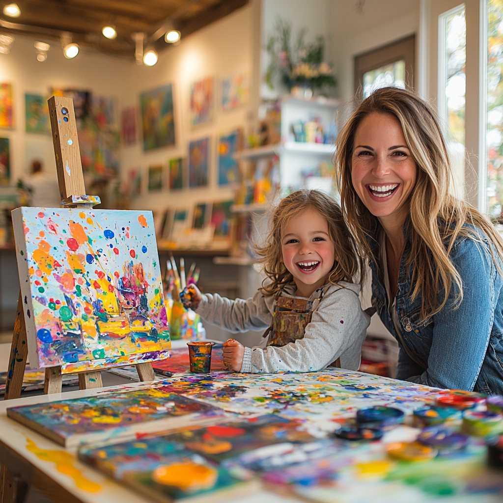 Vibrant Reflections: A Mother-Child Painting Session Paint By Diamonds Kits