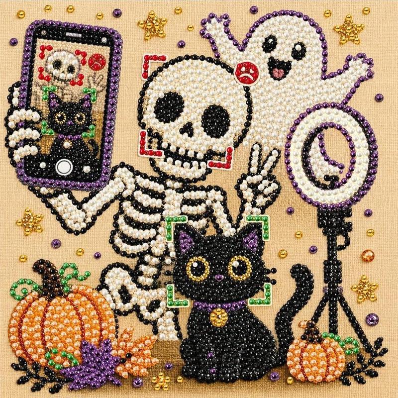 DIY Halloween Paint By Diamond Craft Kit With Artboard And Tools