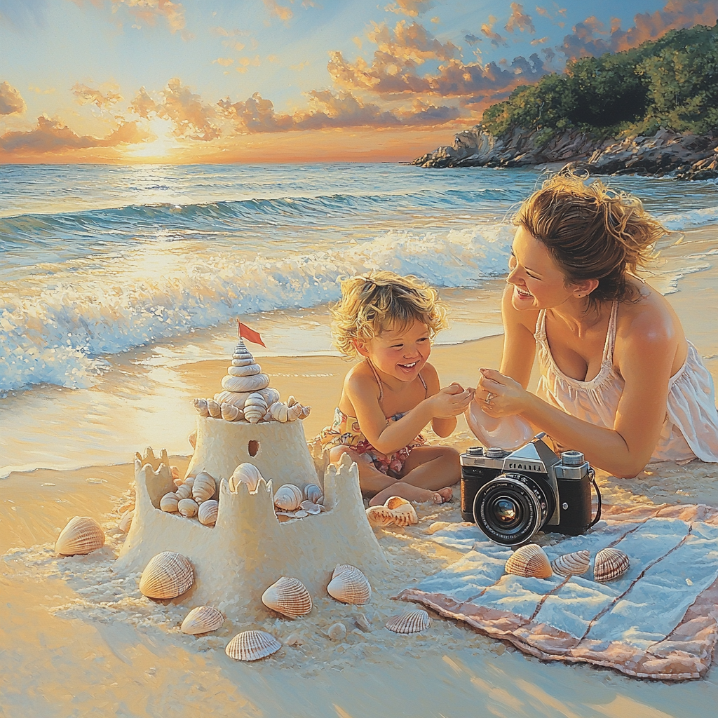Tidal Embrace: Beach Day Memories Of Laughter And Joy Paint By Diamonds Kits