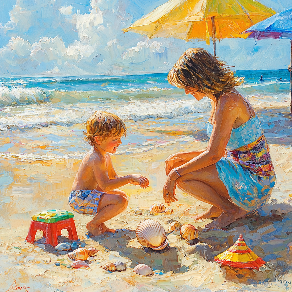 Seashell Wonders: A Beach Day Adventure Paint By Diamond