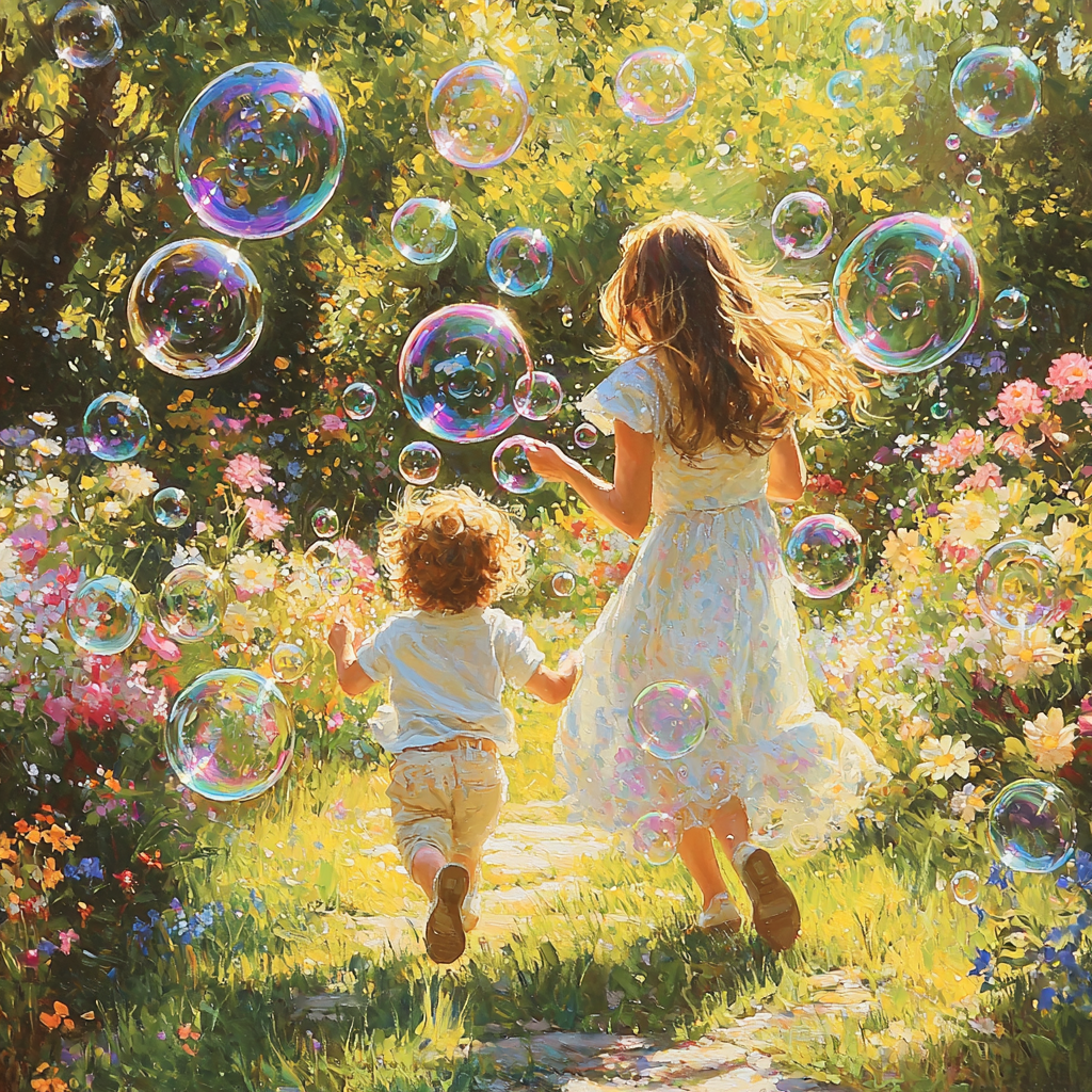 Bubbles Of Joy: An Afternoon Of Play With Soap Bubbles Painting By Diamonds Kit