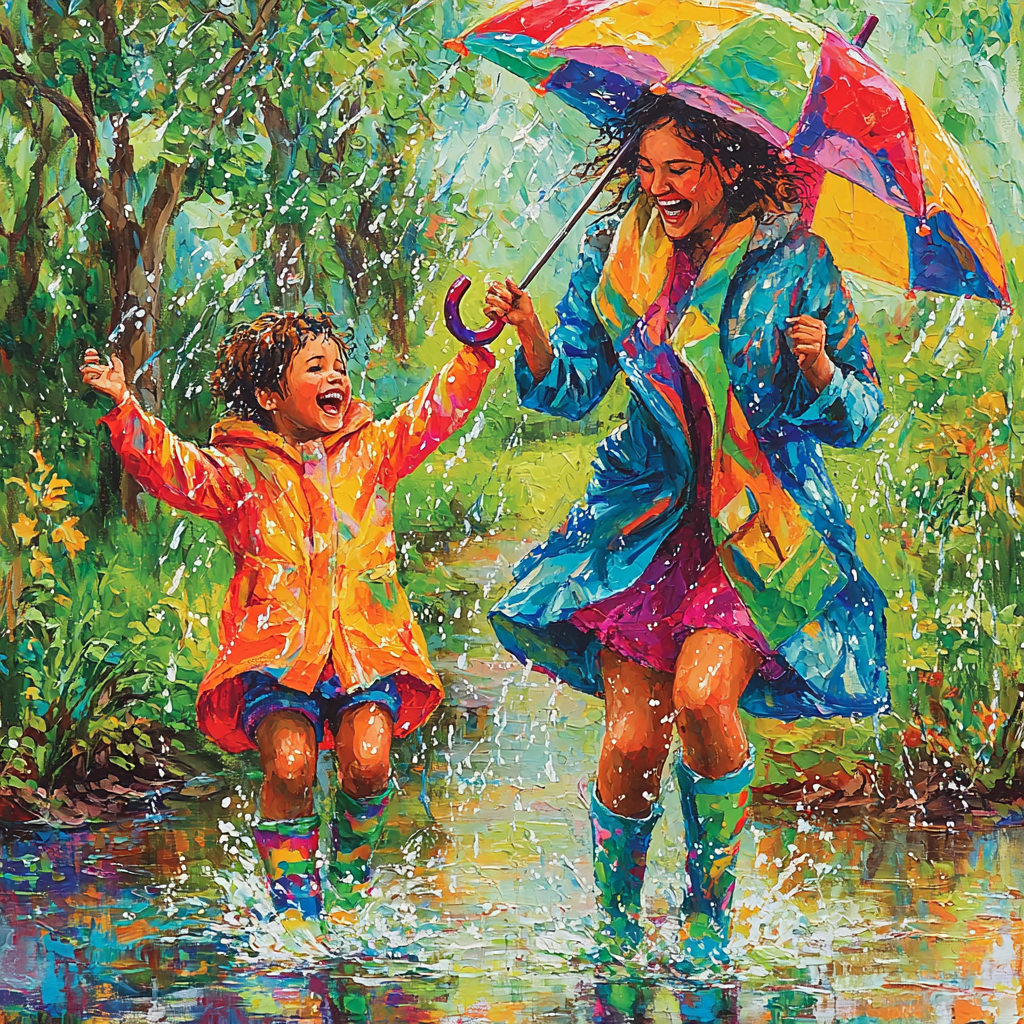 Dancing In The Rain: Joyous Moments Together Paint By Color