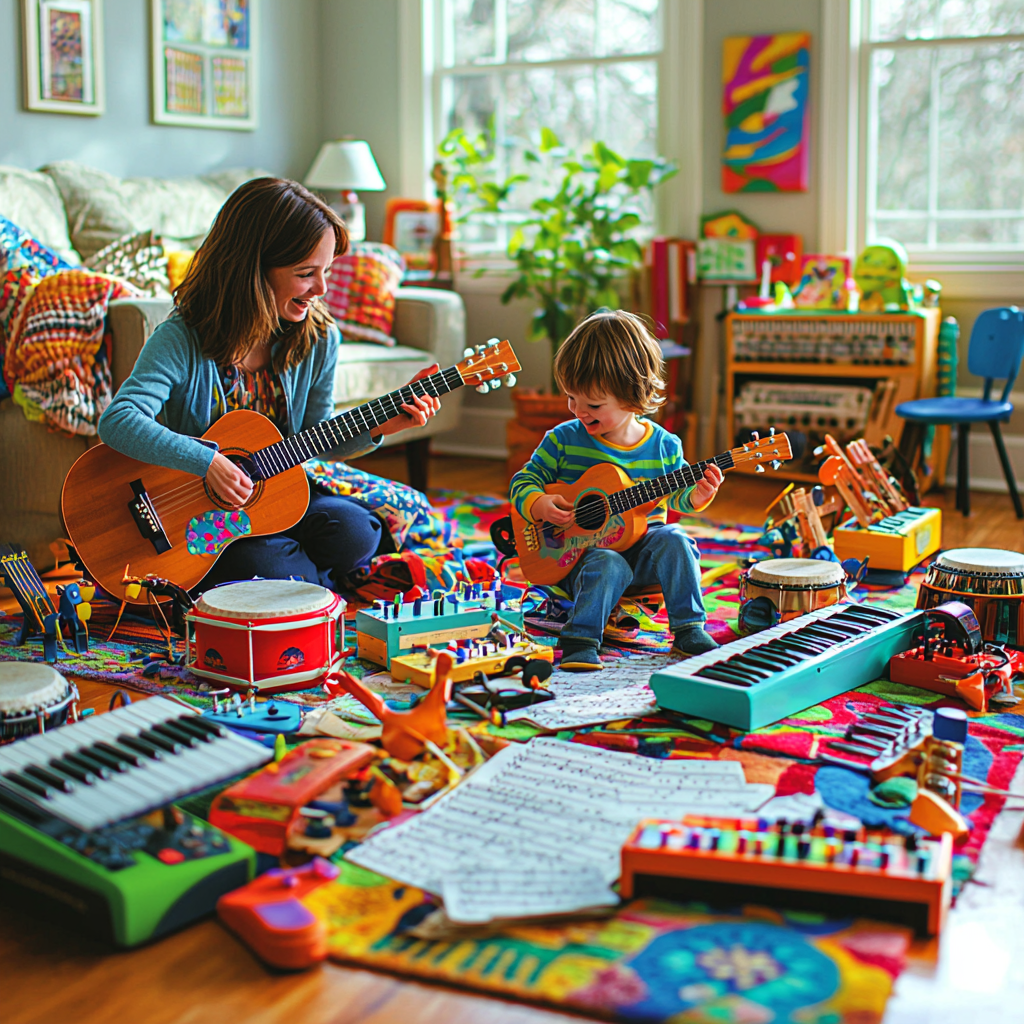 Heartfelt Echoes: A Musical Jam Session At Home Paint By Color