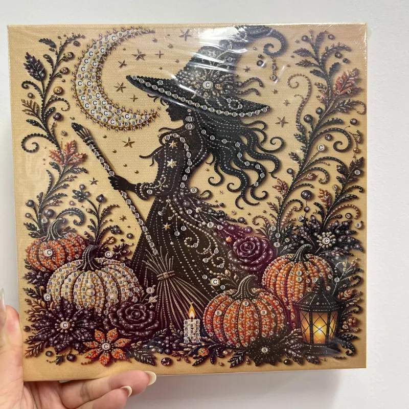DIY Halloween Paint By Diamond Craft Kit With Artboard And Tools