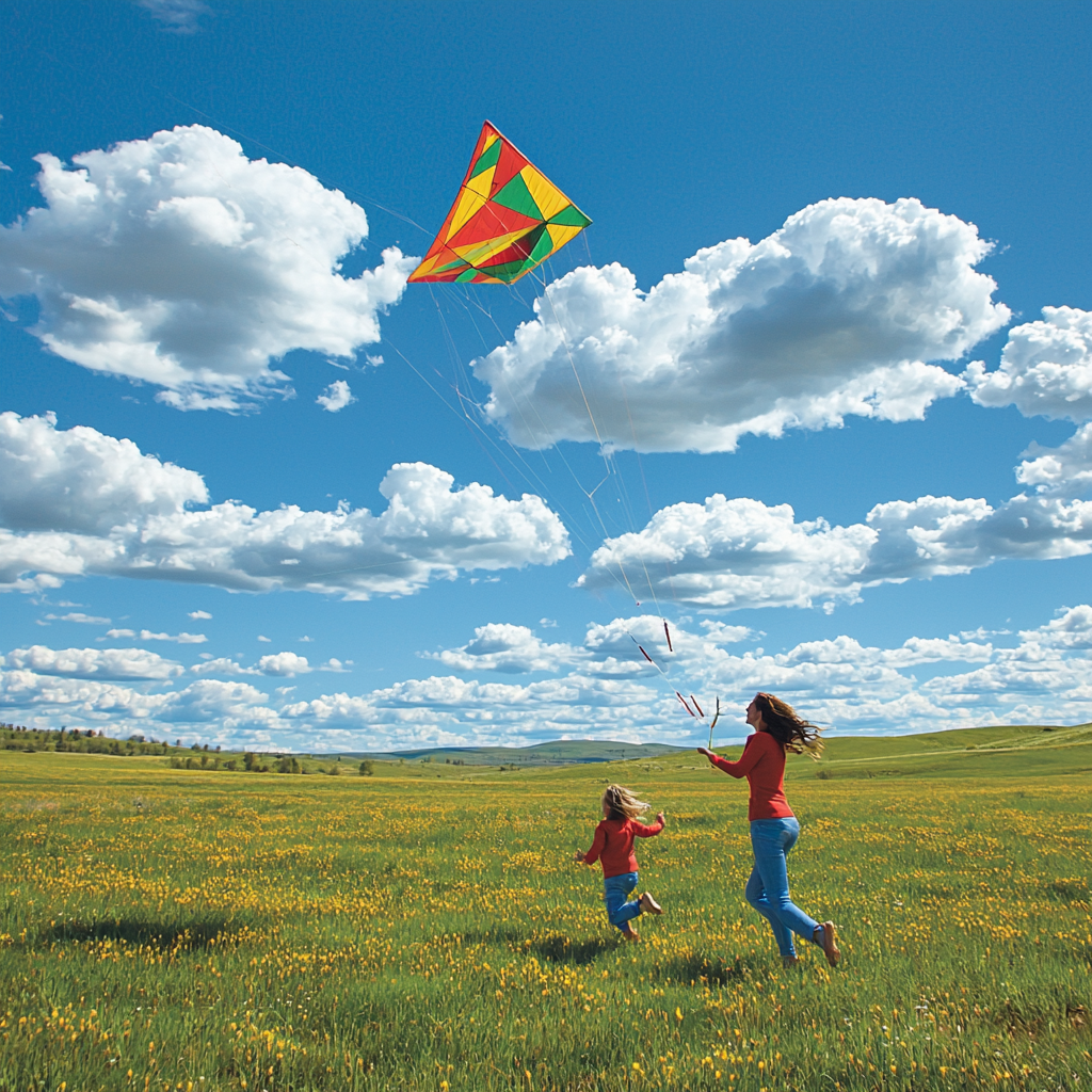 Messages In The Clouds: A Kite-Flying Adventure Paint By Diamond