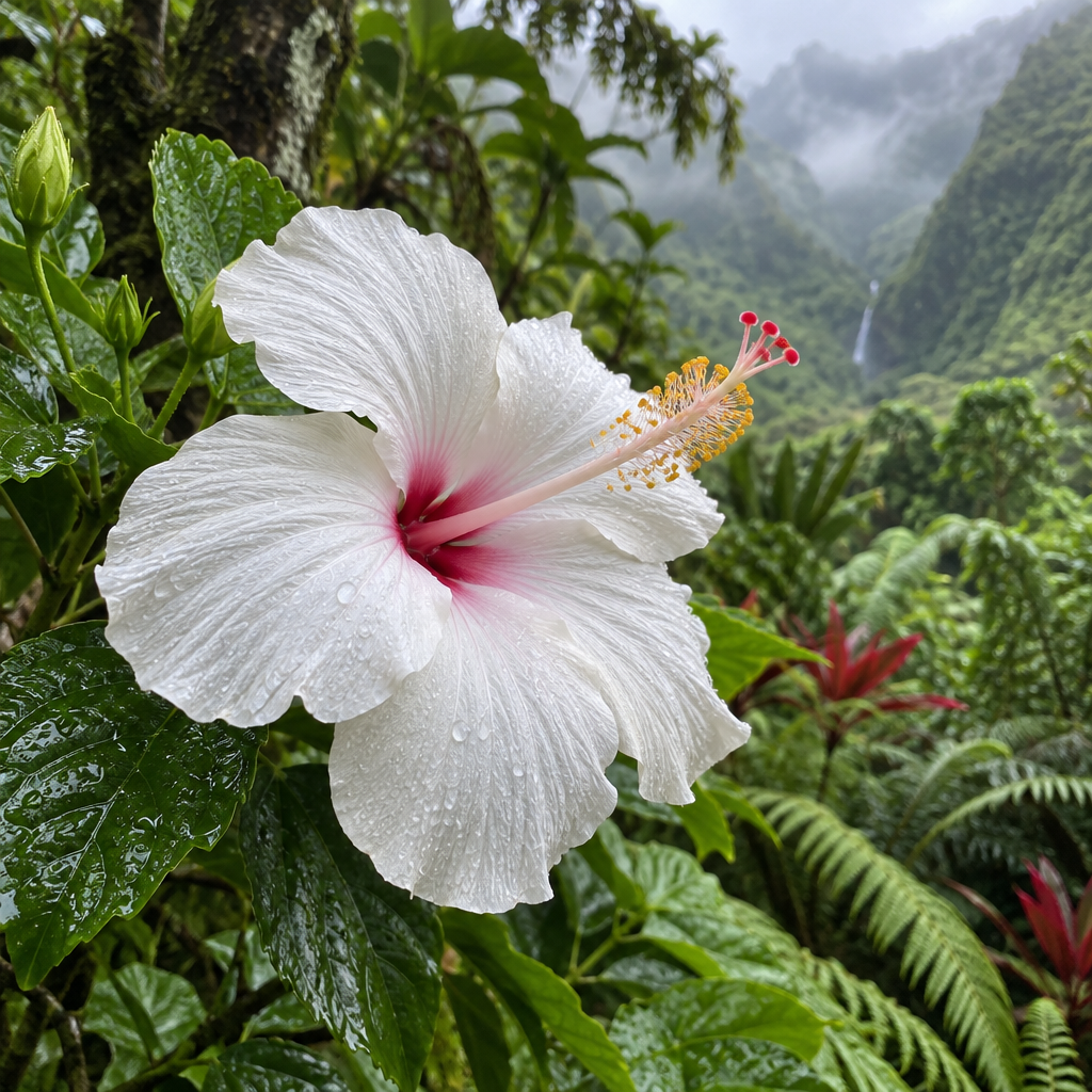 Koki O Keokeo Hibiscus Arnottianus Hawaiian Forest Flower paint by diamond [AI-42b49056-ea0acac2b5f4]