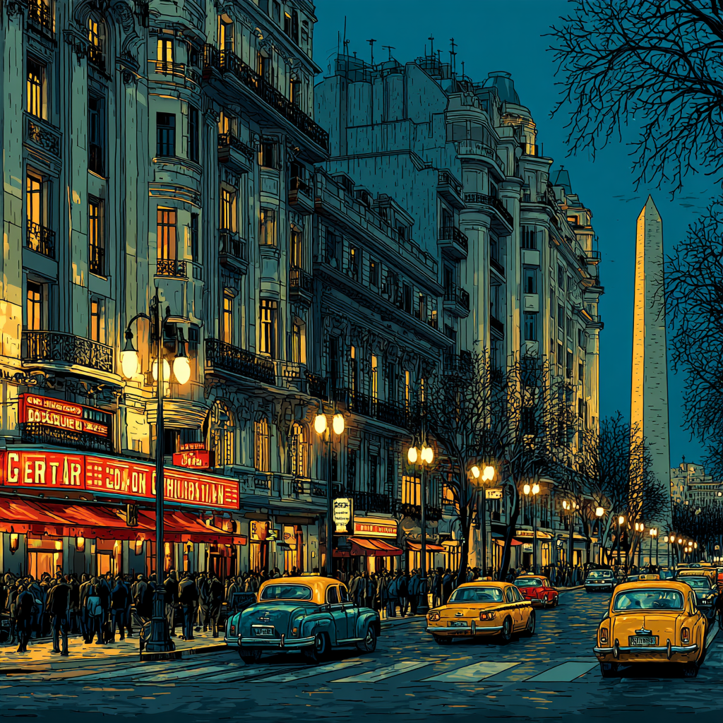 Avenida Corrientes Theater Lights Buenos Aires diamond painting [AI-bd9db196-648980375491]