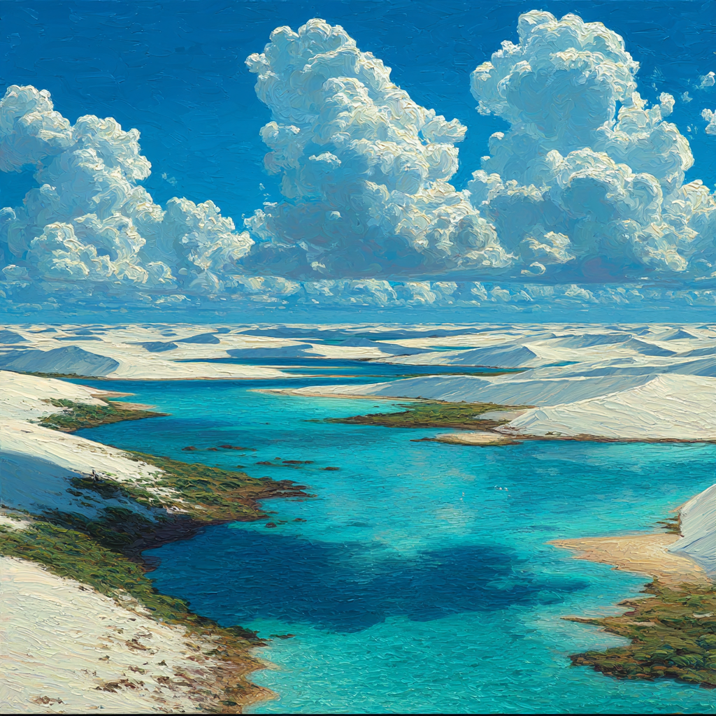 Lençóis Maranhenses Lagoon Dunes Brazil paint by diamond [AI-2de08346-38dfde3b3e40]