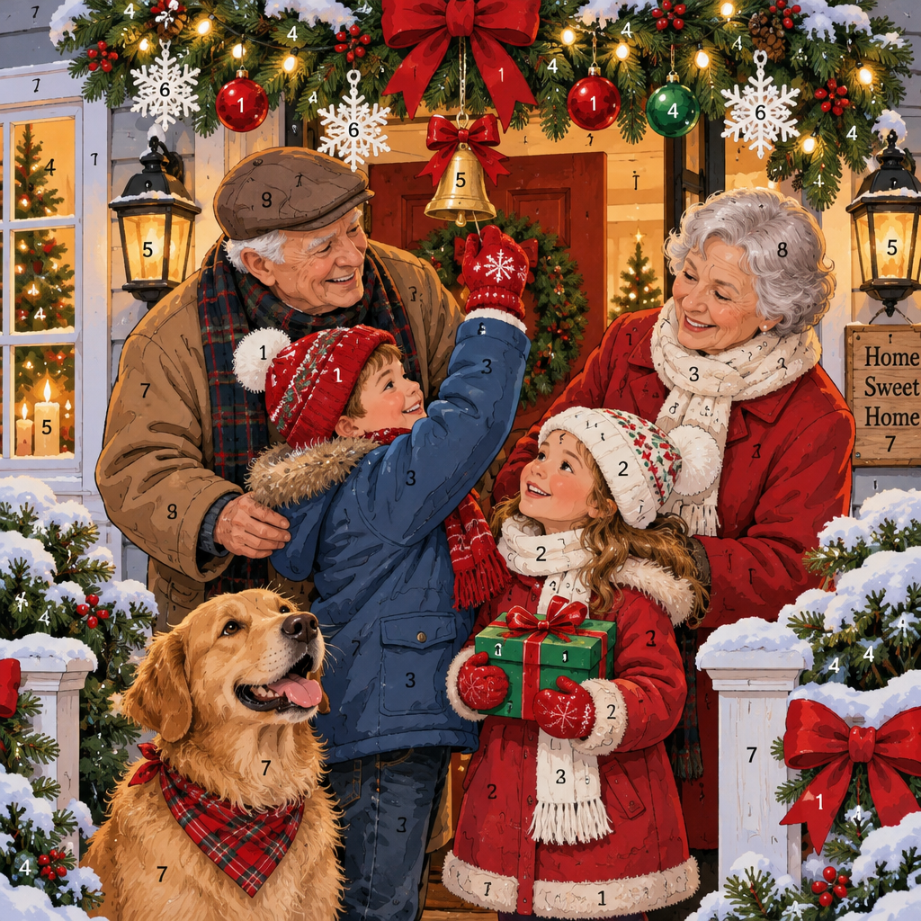 Mittens Under Garland Painting by diamonds kit [AI-9234b4e8-d19f5b53068e]