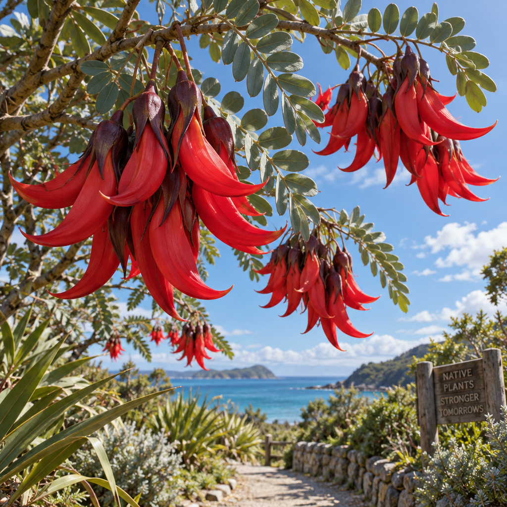 Kakabeak Scarlet Shrub In New Zealand Spring painting diamond kit [AI-6a01893a-55c9b3bcedcb]