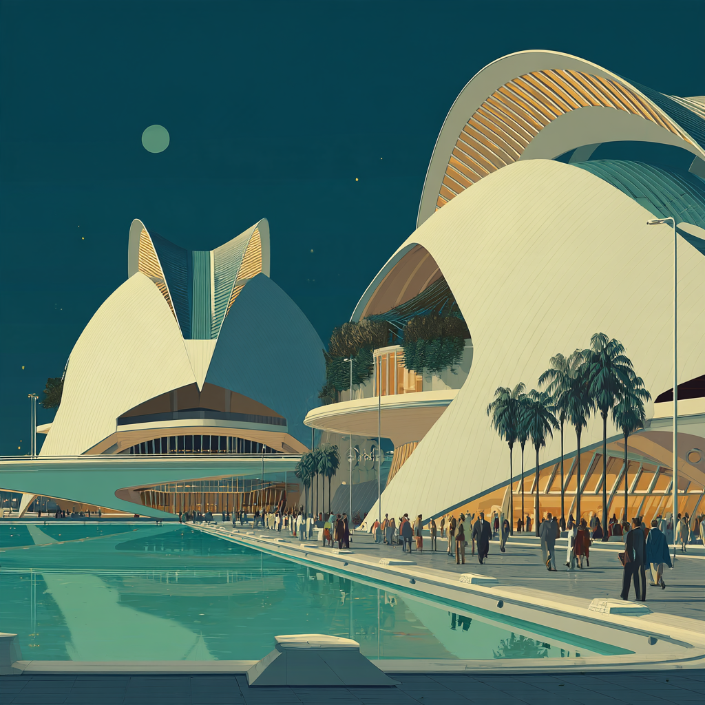 City Of Arts And Sciences Twilight Valencia Spain Paint by diamonds kits [AI-1c5e03ad-7151204977da]