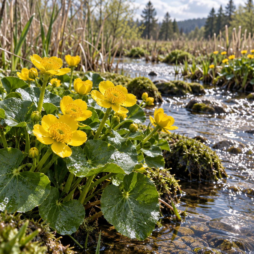 Marsh Marigold Spring Wetland Glow paint by diamonds [AI-939f2afb-331f038b0055]