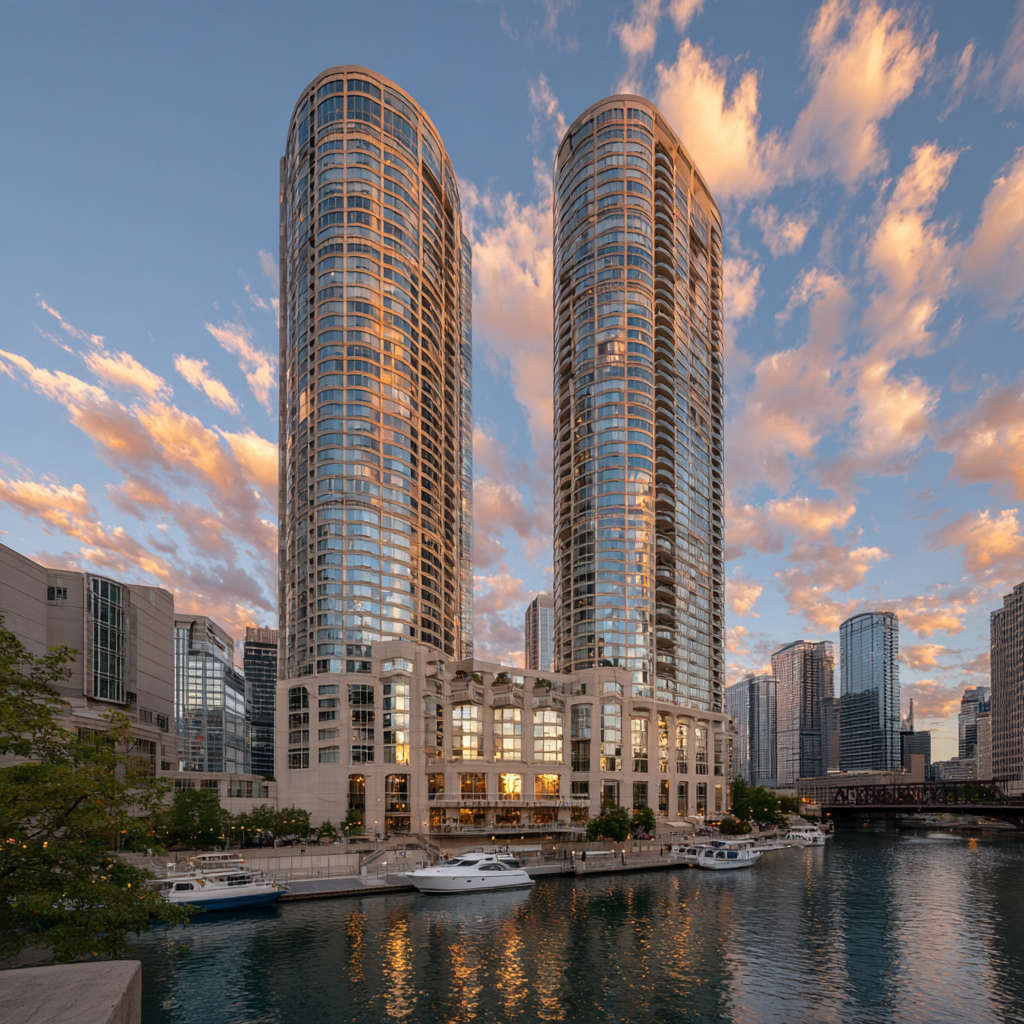 Marina City River Towers Chicago United States Paint by diamonds art [AI-da2e76d8-e60950958c4e]