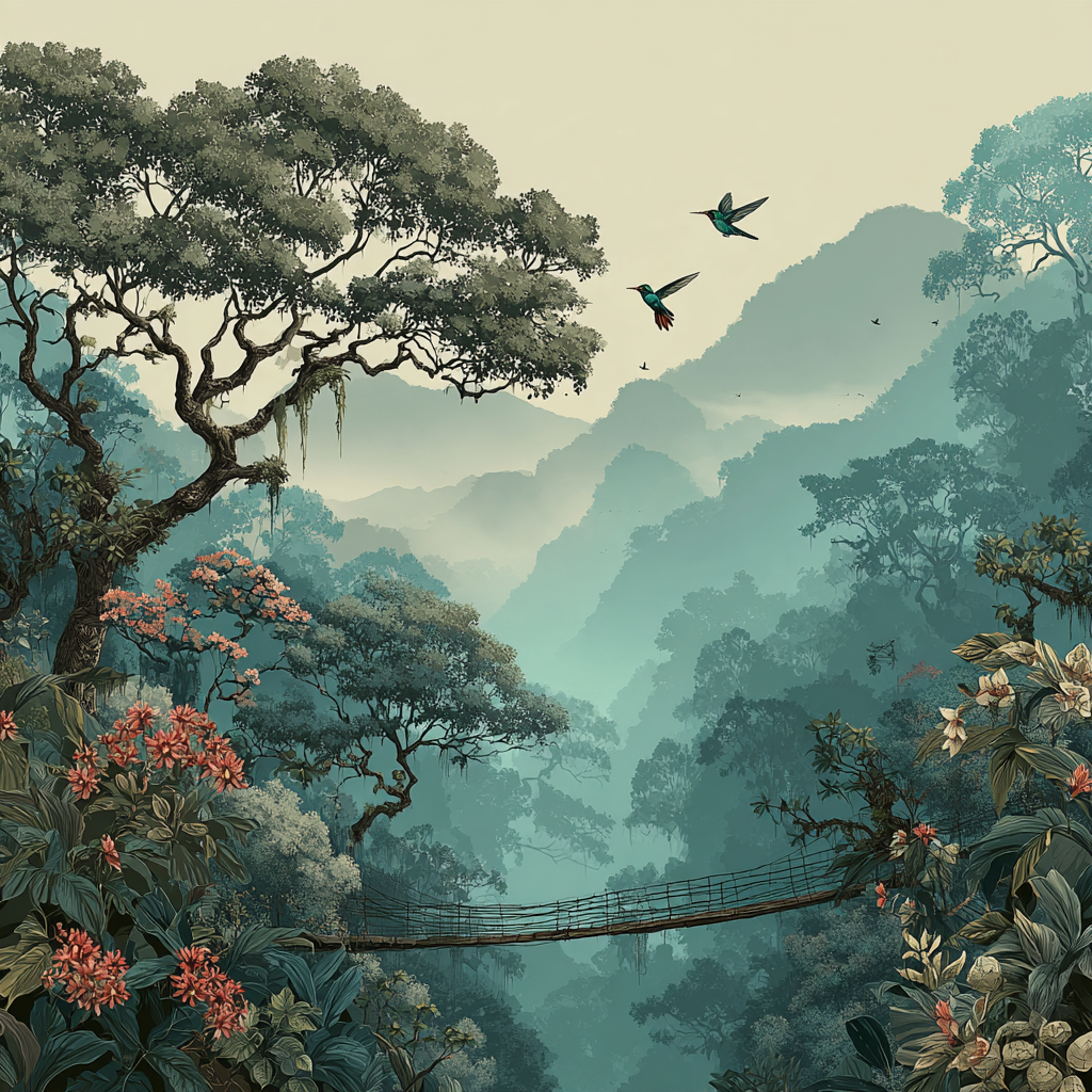 Mindo Cloud Forest Canopy Bridge Ecuador painting diamond kit [AI-93c50de3-21681ace3f1b]
