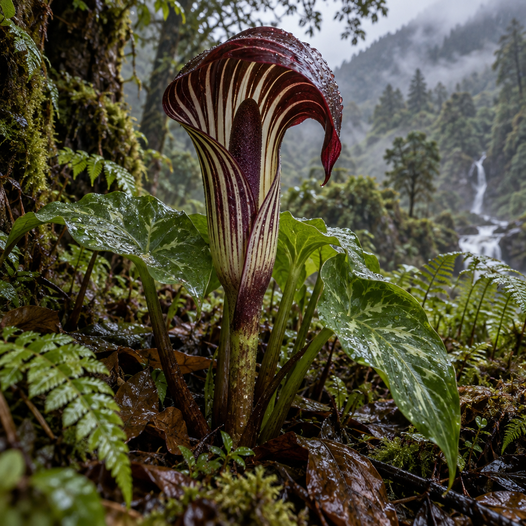 Himalayan Cobra Lily In Monsoon Forest painting diamond kit [AI-87819974-4a9080ab9215]