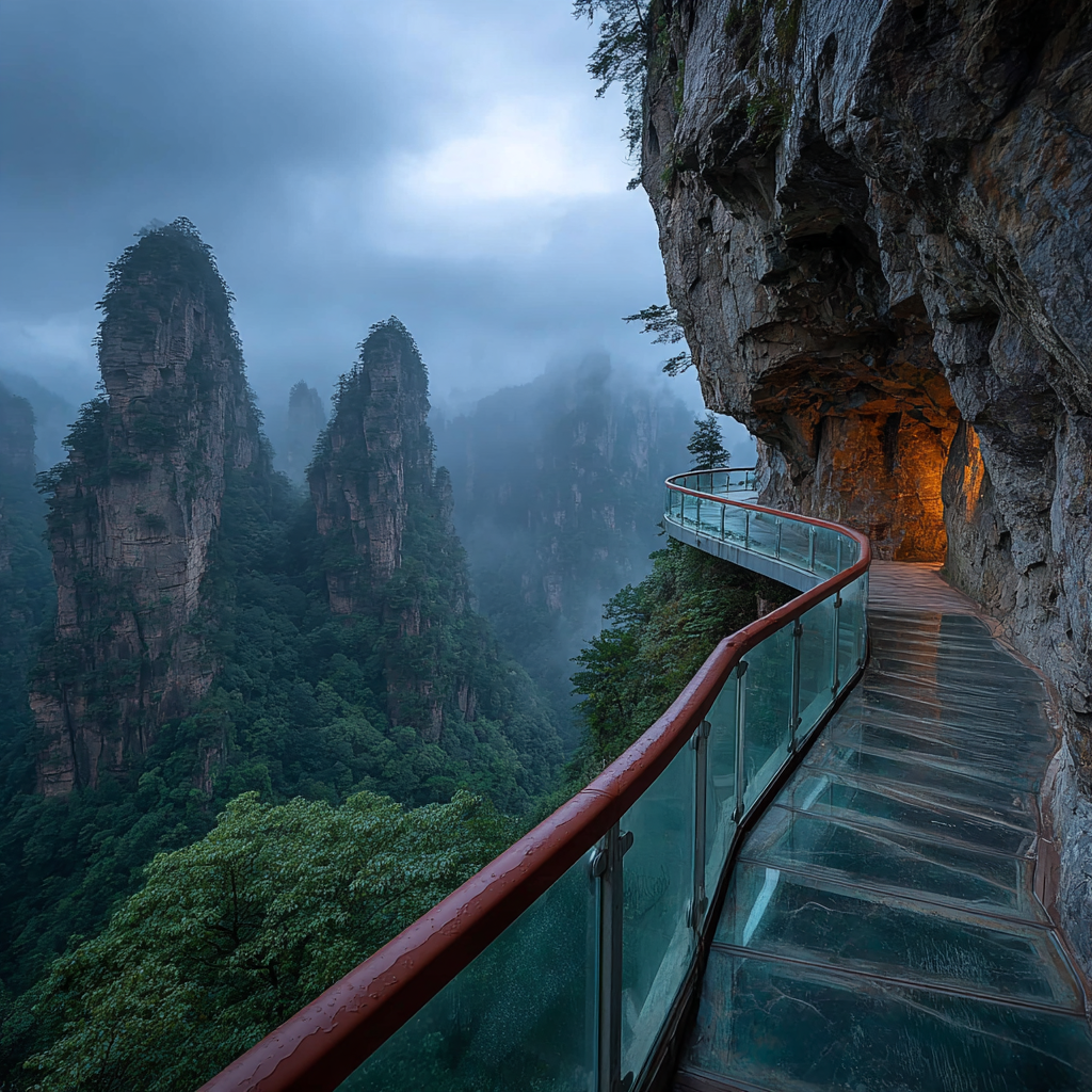 Tianmen Mountain Glass Skywalk Zhangjiajie China painting diamond kit [AI-f0c22199-6d9daa0c403b]