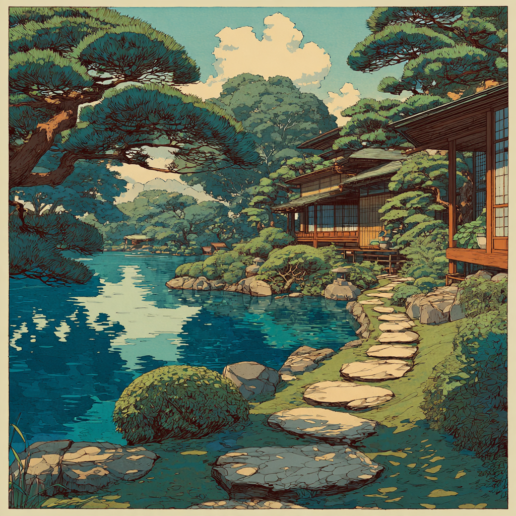 Katsura Imperial Villa Gardens Kyoto Japan Painting by diamonds kit [AI-bb99a823-1b1fc6f297c5]
