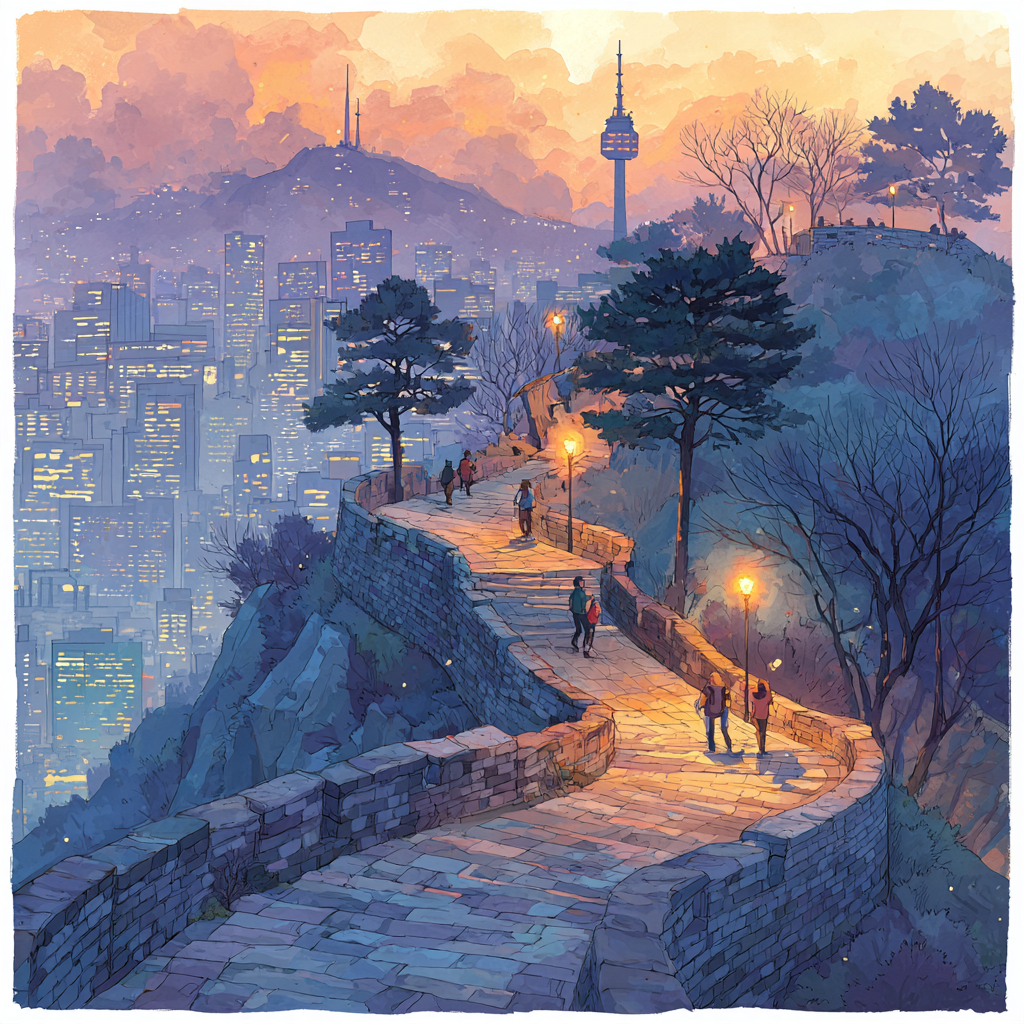 Naksan Park Seoul City Wall Walk South Korea paint by diamonds [AI-0c0284ca-1c0bf7fc899a]