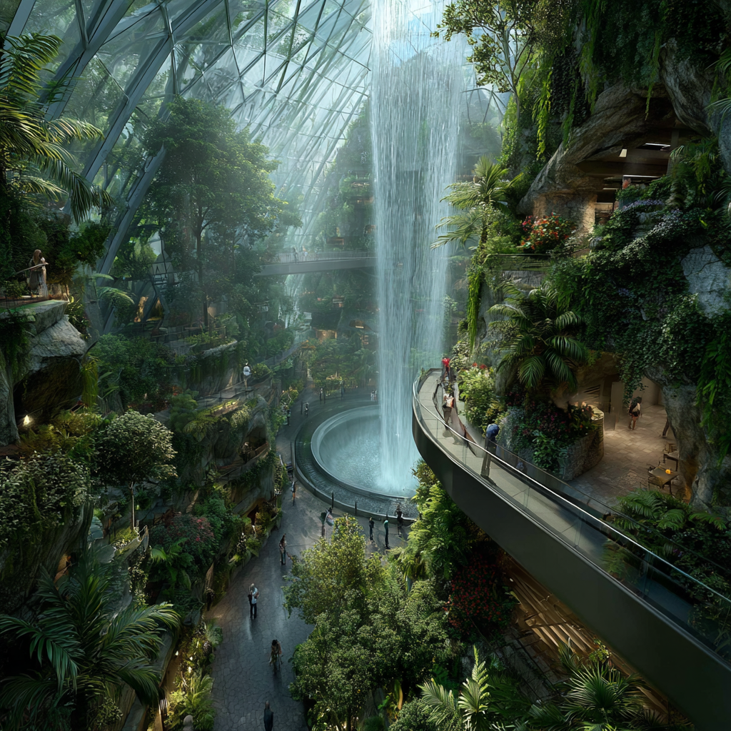 Cloud Forest Waterfall Dome Singapore Painting by diamonds kit [AI-374be34e-779474c146bd]