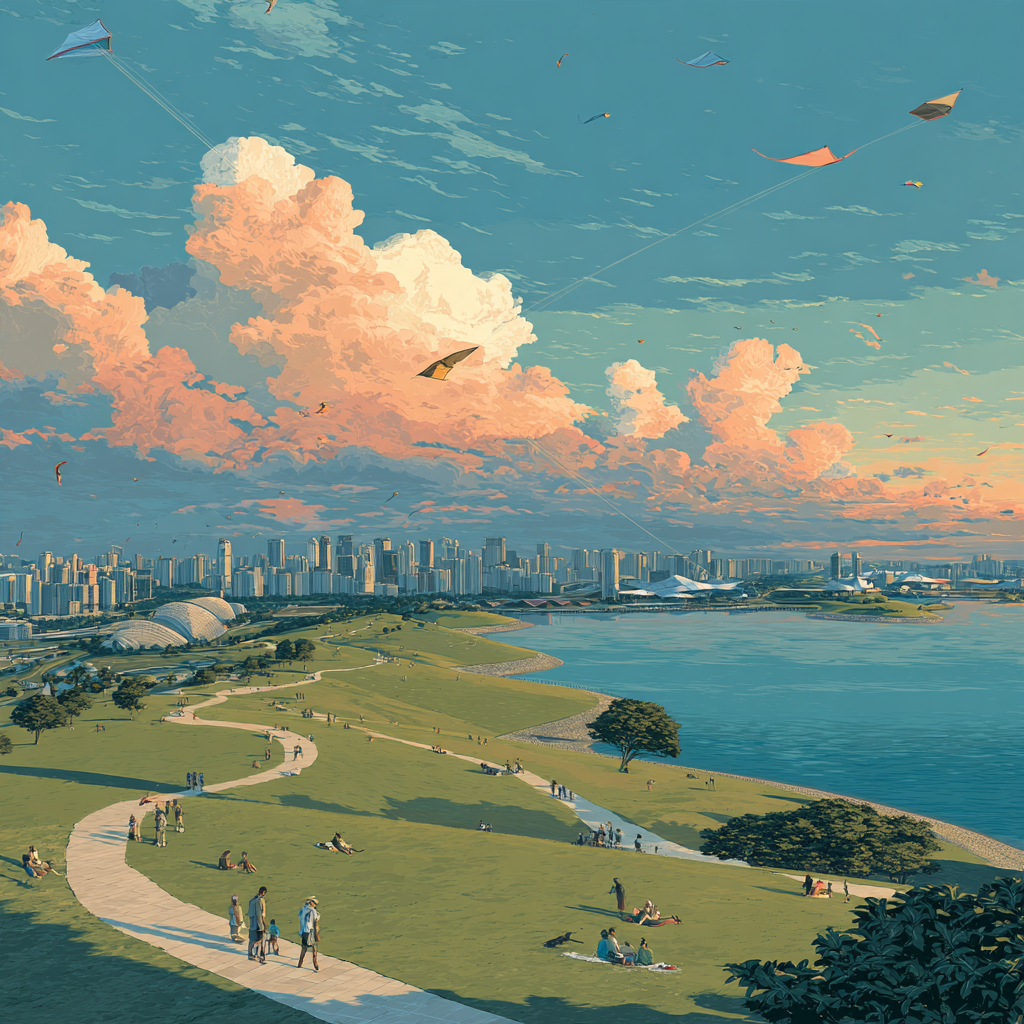 Marina Barrage Skyline Lawn Singapore diamond painting [AI-565daaec-02aa3cde2725]