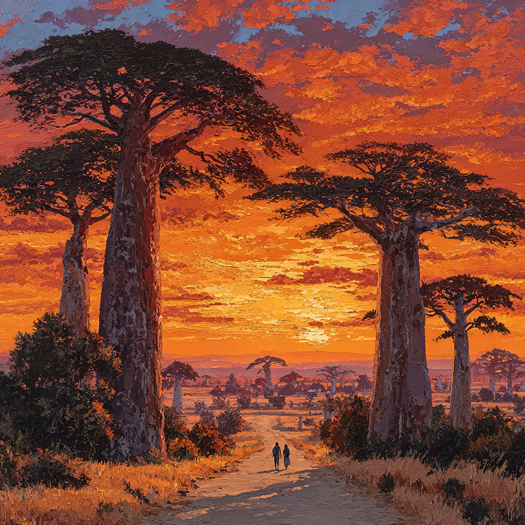 Avenue Of The Baobabs Sunset Madagascar paint by diamonds [AI-cc65e2f6-ef575ae362ba]