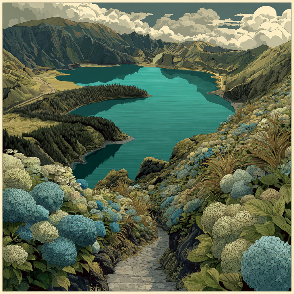 Azores Sete Cidades Twin Lakes Portugal paint by diamonds [AI-34c11b40-32881b1285bf]