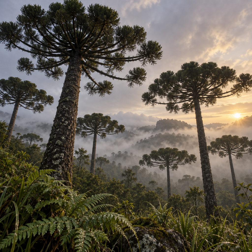 Parana Pine Araucaria Angustifolia Misty Highland Grove diamonded painting kits [AI-454549a9-c872a40cdaee]