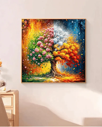 Four Seasons Tree Themed Diamond Painting Full Drill Kit