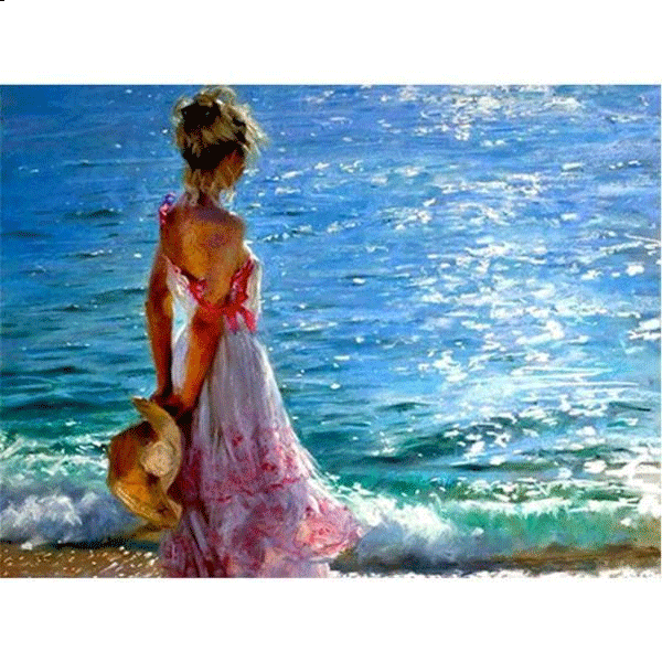 Girl on the Beach 5D DIY Paint By Diamond Kit – Original Paint By Diamond
