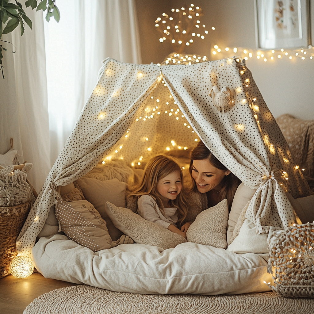 Whimsical Dreams: Building A Mother-Child Fort Paint By Diamond