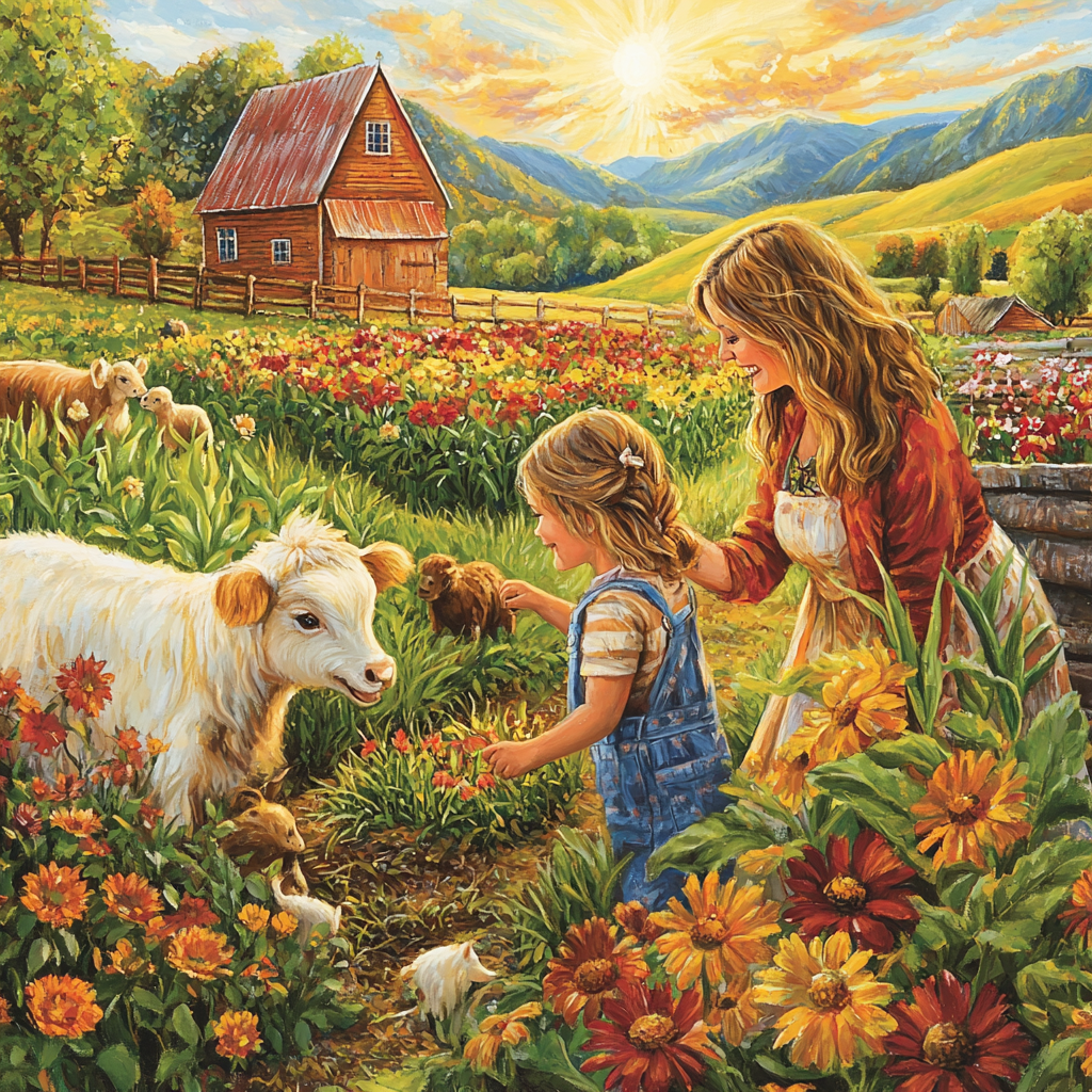 Sunshine And Smiles: A Day At The Farm Together Paint By Diamond
