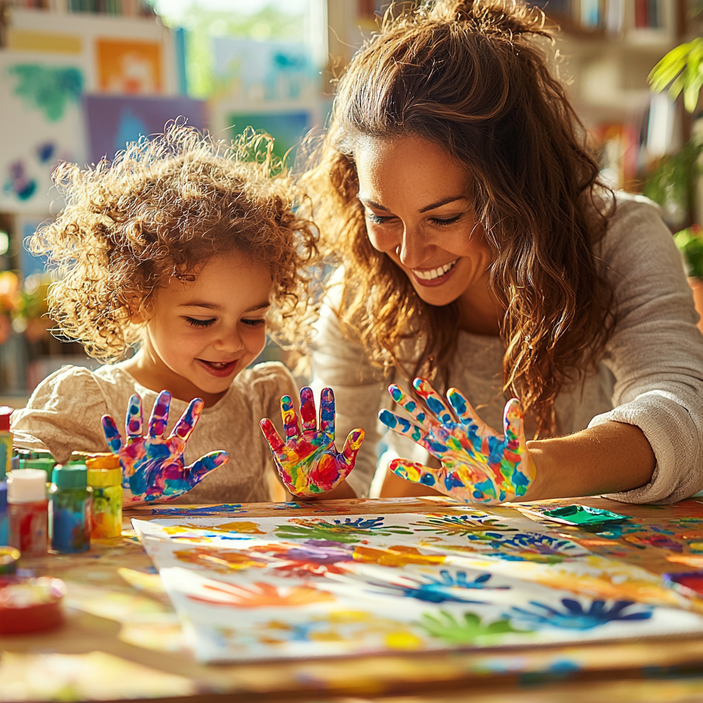 Colorful Imprints: Creating A Family Handprint Canvas Painting By Diamonds Kit