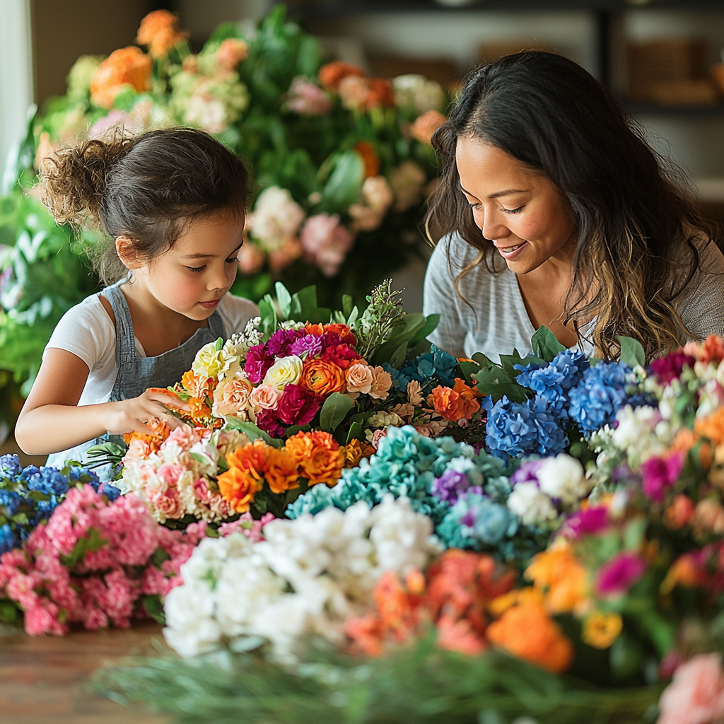 Radiant Bonds: A Day Of Flower Arranging Paint By Diamond